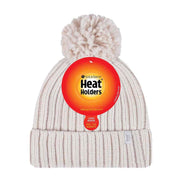 Ladies Ribbed Cuffed Thermal Insulated Winter Pom Pom Bobble Hat