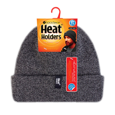 Mens 3.6 TOG Fleece Lined Thermal Turn Over Cuff Winter Beanie Hat