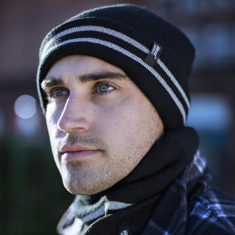 Mens Hi Vis Reflective Soft Fleece Lined Thermal Winter Hat