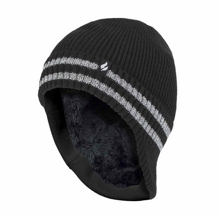 Mens Hi Vis Reflective Fleece Lined Thermal Winter Hat with Drop Neck