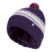 Ladies Knitted Beanie Bobble Hat with Small Pom Pom