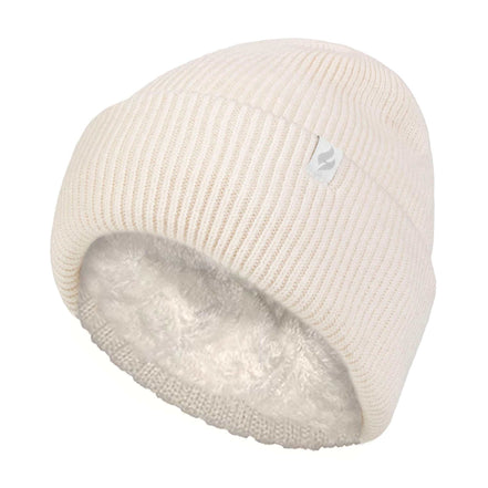 Ladies Fleece Lined Ribbed Thermal Turnover Hat for Winter
