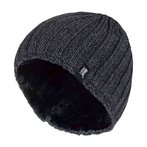 Mens 3.4 TOG Soft Fleece Lined Ribbed Knitted Thermal Winter Hat