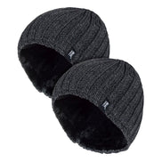 Mens Chunky Soft Winter Ribbed Hat - 2 Pack