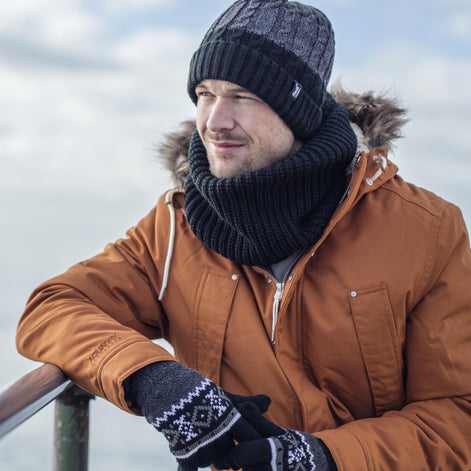 Mens Winter Warm Fleece Lined Chunky Knit Thermal Neck Warmer