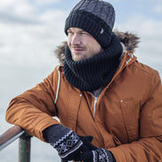 Mens Winter Warm Fleece Lined Chunky Knit Thermal Neck Warmer