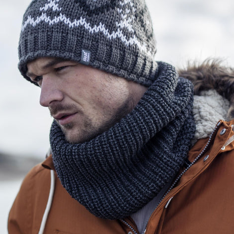 Mens Winter Warm Fleece Lined Chunky Knit Thermal Neck Warmer