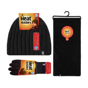 Mens Knitted Beanie Hat Scarf Gloves Set for Cold Weather
