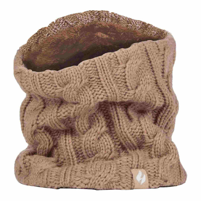 Ladies Cable Knit Winter Fleece Lined Thermal Neck Warmer