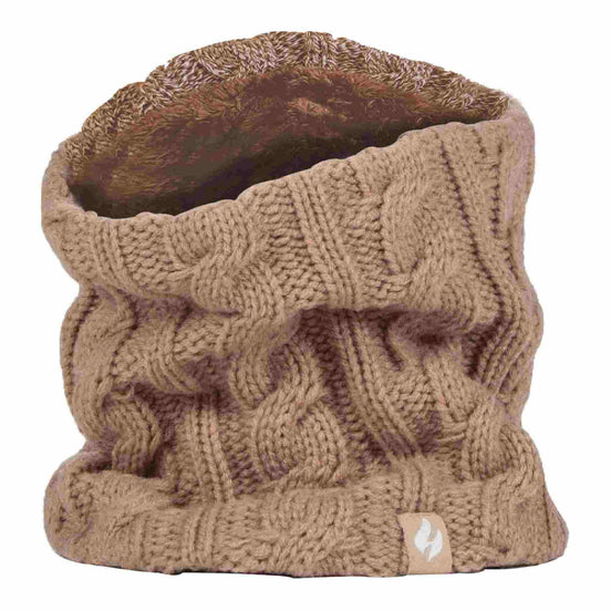 Ladies Cable Knit Winter Fleece Lined Thermal Neck Warmer