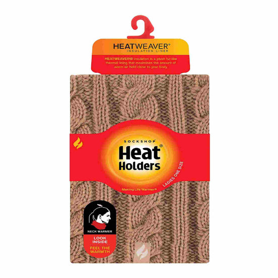 Ladies Cable Knit Winter Fleece Lined Thermal Neck Warmer
