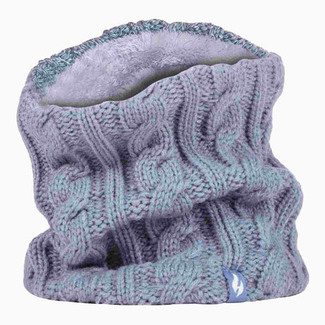 Ladies Cable Knit Winter Fleece Lined Thermal Neck Warmer