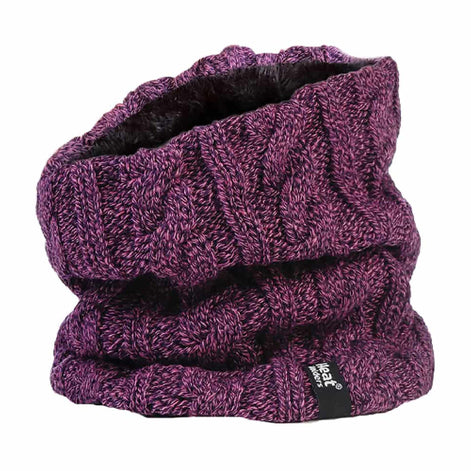 Ladies Cable Knit Winter Fleece Lined Thermal Neck Warmer