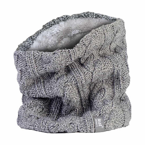 Ladies Cable Knit Winter Fleece Lined Thermal Neck Warmer