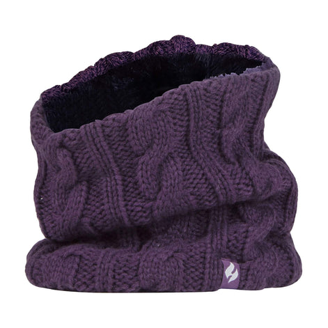 Ladies Cable Knit Winter Fleece Lined Thermal Neck Warmer