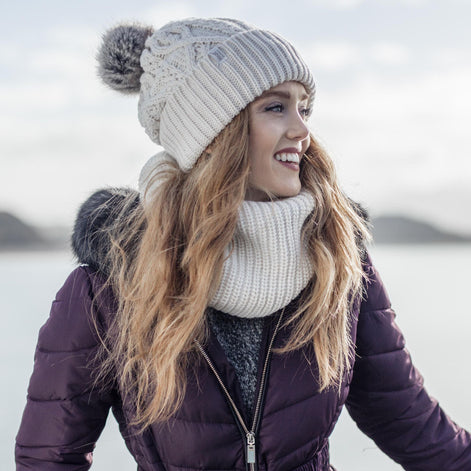 Ladies Winter Warm Fleece Lined Chunky Knit Thermal Neck Warmer