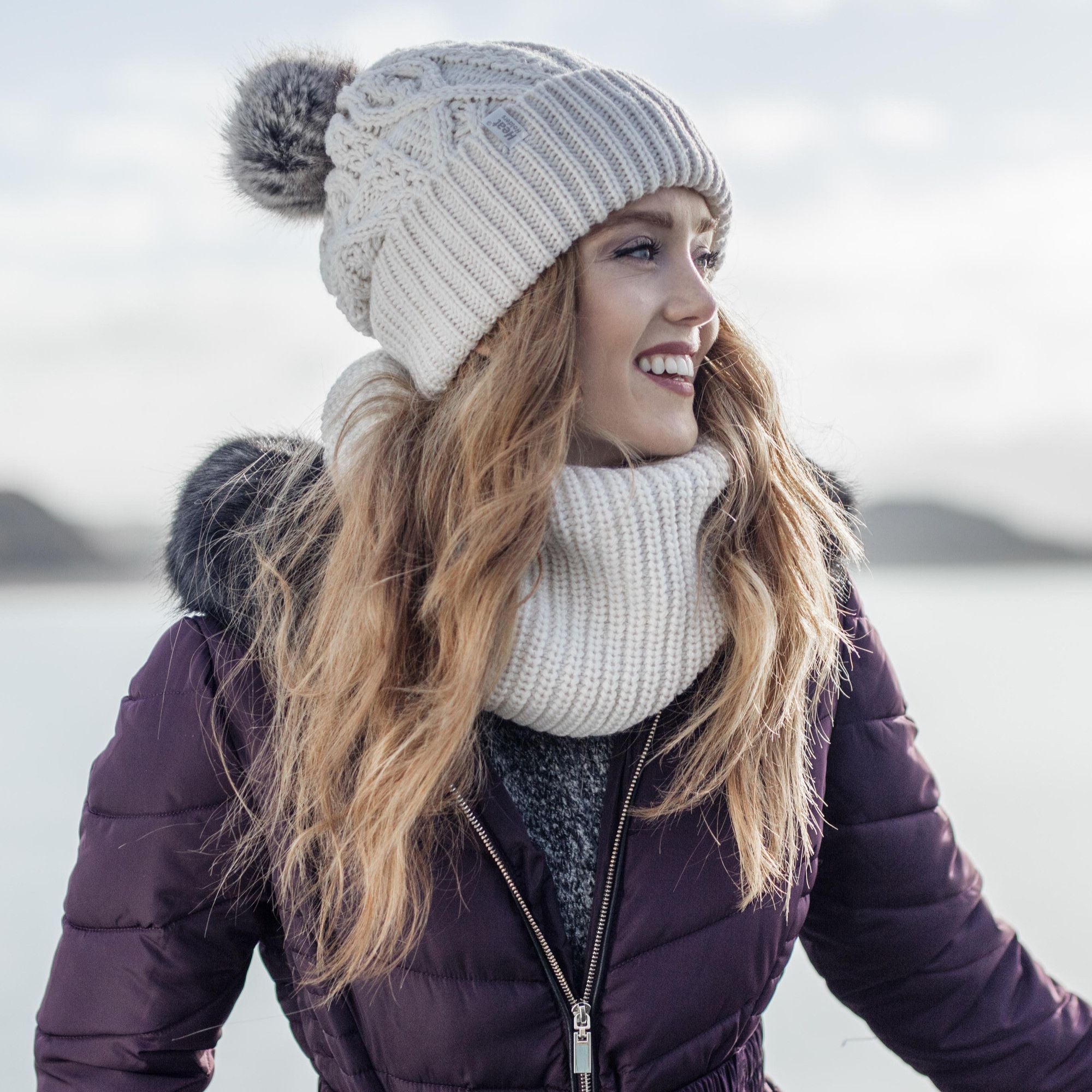 Ladies Winter Warm Fleece Lined Chunky Knit Thermal Neck Warmer