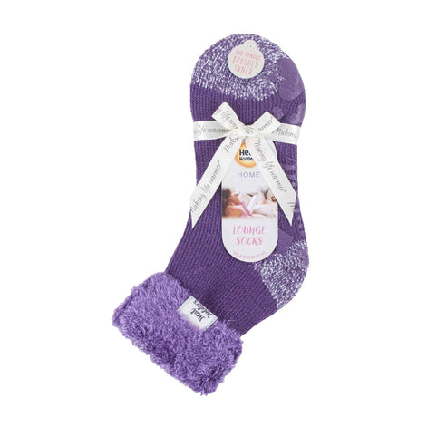 Ladies Non Slip Thermal Low Cut Ankle Slipper Bed Socks with Grips