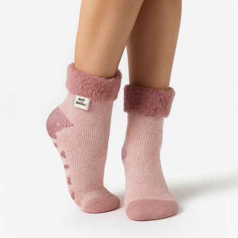 Ladies Cuddly Fluffy Sliper Bed Socks with Feather Top