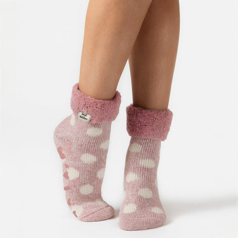 Ladies Non Slip Thermal Low Cut Ankle Slipper Bed Socks with Grips