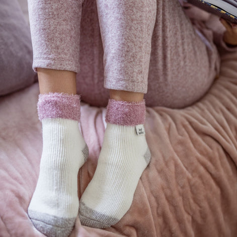 Ladies Ribbed Cuff Thermal Bed Socks for Lounging Around