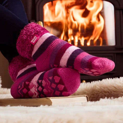 Ladies Stripe Lounge Socks With Lure