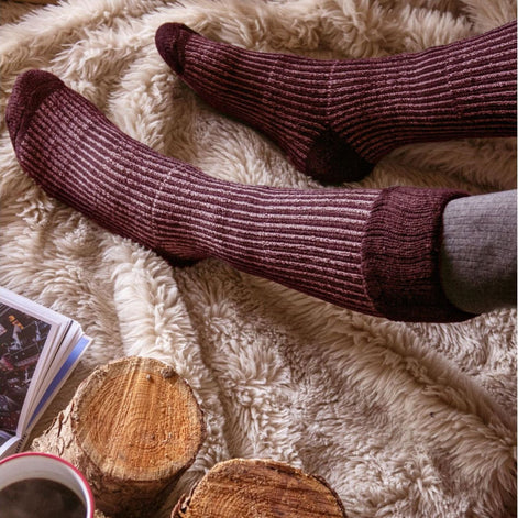 Ladies Thick Winter Warm Knee High Ribbed Thermal Boot Socks