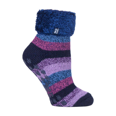 Ladies Non Slip Thermal Low Cut Ankle Slipper Bed Socks with Grips