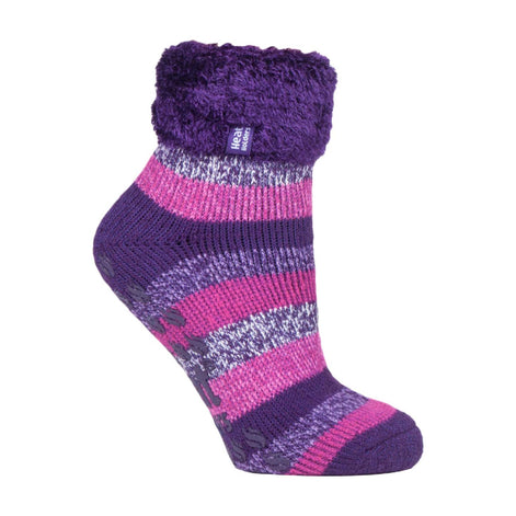 Ladies Non Slip Thermal Low Cut Ankle Slipper Bed Socks with Grips