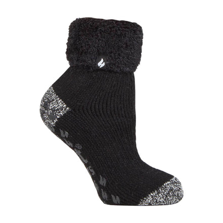 Ladies Non Slip Thermal Low Cut Ankle Slipper Bed Socks with Grips