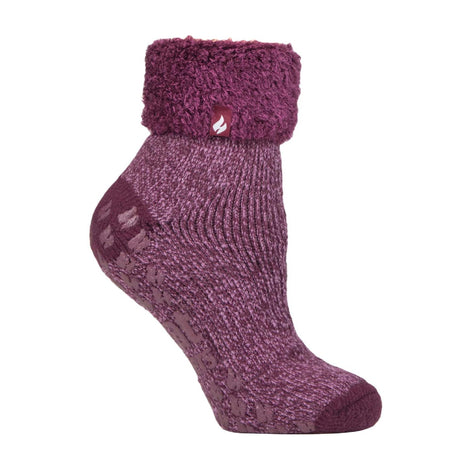 Ladies Non Slip Thermal Low Cut Ankle Slipper Bed Socks with Grips