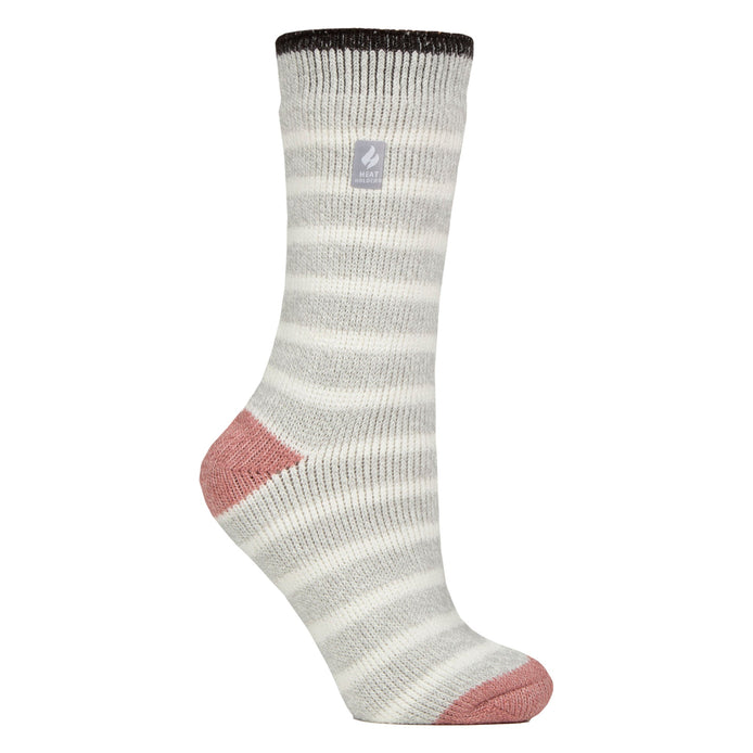Ladies Amara Two Tone Stripe Patterned Thermal Socks
