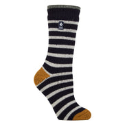 Ladies Amara Two Tone Stripe Patterned Thermal Socks