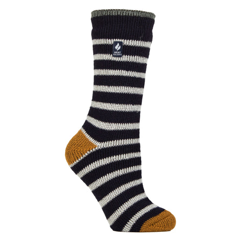 Ladies Amara Two Tone Stripe Patterned Thermal Socks
