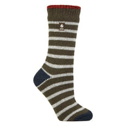 Ladies Amara Two Tone Stripe Patterned Thermal Socks