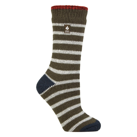 Ladies Amara Two Tone Stripe Patterned Thermal Socks