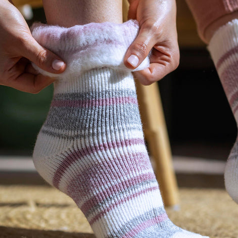 Ladies Winter Varied Stripe Patterned  Thermal Socks for Winter