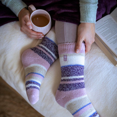 Ladies Winter Varied Stripe Patterned  Thermal Socks for Winter