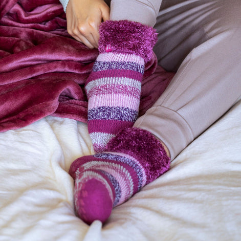 Ladies Soft Stripe Lounge Socks for Winter