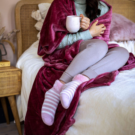 Ladies Soft Stripe Lounge Socks for Winter