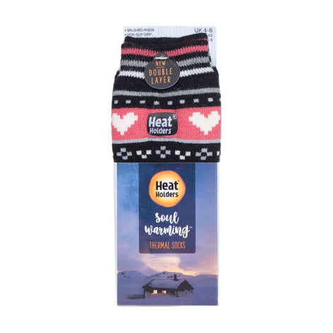 Ladies Fairisle Nordic Winter Non Slip Thermal Slipper Socks