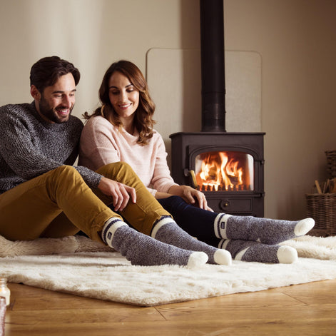 Mens Plain Twist Patterned Thick Winter Warm Thermal Socks