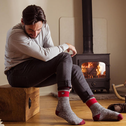 Mens Plain Twist Patterned Thick Winter Warm Thermal Socks