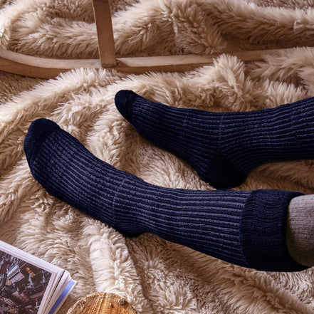 Mens Thick Winter Warm Knee High Ribbed Thermal Boot Socks