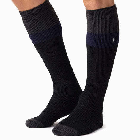 Men's Thermal Striped Ski Socks | High Quality Heat Holders Extra Long Socks