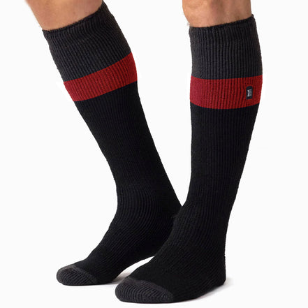 Men's Thermal Striped Ski Socks | High Quality Heat Holders Extra Long Socks