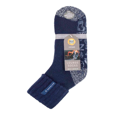 Mens Turnover Thermal Fleece Lined Bed Socks with Non Slip Grips