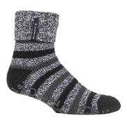 Mens Turnover Thermal Fleece Lined Bed Socks with Non Slip Grips
