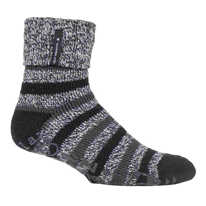 Mens Turnover Thermal Fleece Lined Bed Socks with Non Slip Grips