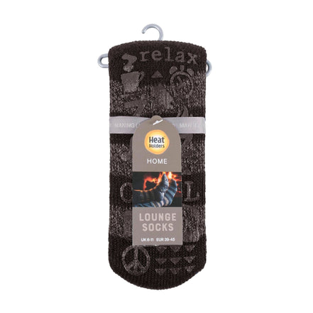 Men's Warm Fleece-Lined Non-Slip Lounge Bed Socks with Grippers